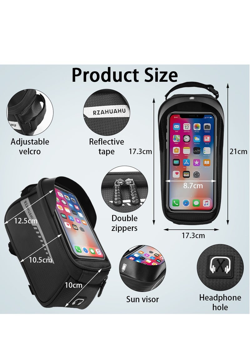 Dorkis Bike Front Frame Bag, Bicycle Handlebar Bag Waterproof, Waterproof Bicycle Phone Mount Top Tube Front Storage Case Bicycle Phone Holder Bag  - Image 2