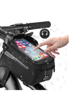 Dorkis Bike Front Frame Bag, Bicycle Handlebar Bag Waterproof, Waterproof Bicycle Phone Mount Top Tube Front Storage Case Bicycle Phone Holder Bag  - Image 1