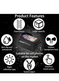 Dorkis Bike Front Frame Bag, Bicycle Handlebar Bag Waterproof, Waterproof Bicycle Phone Mount Top Tube Front Storage Case Bicycle Phone Holder Bag  - Image 3