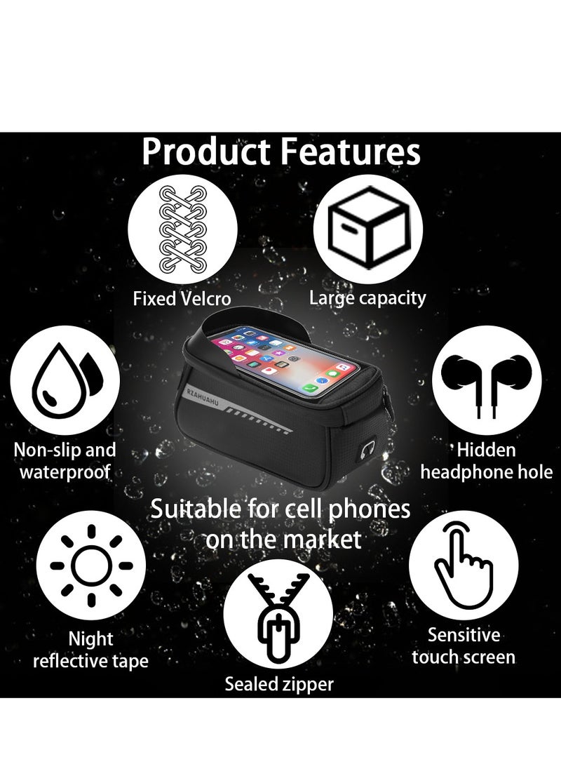 Dorkis Bike Front Frame Bag, Bicycle Handlebar Bag Waterproof, Waterproof Bicycle Phone Mount Top Tube Front Storage Case Bicycle Phone Holder Bag  - Image 3