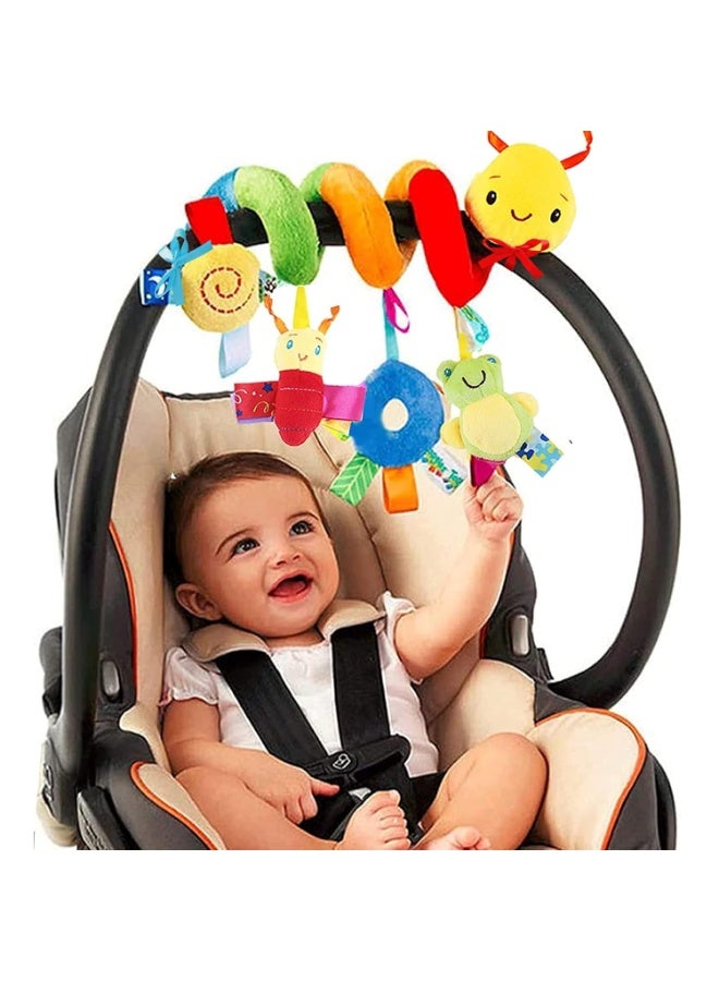 Baby Crib Hanging Rattles Toys - Infant Baby Worm Crib Bed Around Rattle Bell Cartoon Insect Spiral Hanging Toy with Ringing Bell for Infants Bed Stroller Car Seat Bar for Babies Boys and Girls - Image 1