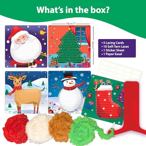 Chalk and Chuckles Christmas Magic Lace Art Kit for Kids, Mess-Free DIY Lacing Craft Activity, Creative Fine Motor Skills Toy, Holidays or Birthday Gift for Girls, Boys Ages 3 4 5 6 7 Years - Image 3