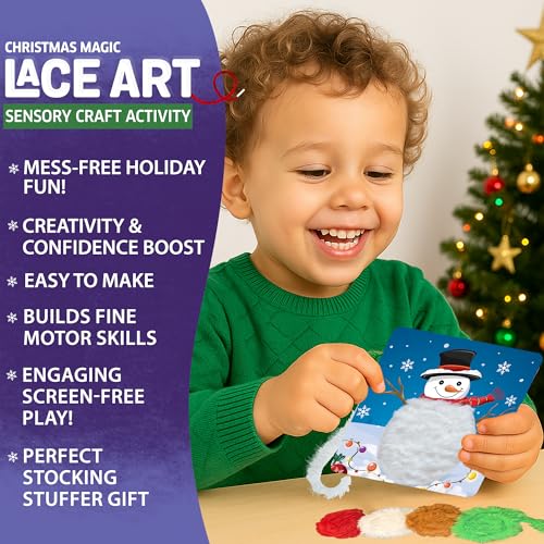 Chalk and Chuckles Christmas Magic Lace Art Kit for Kids, Mess-Free DIY Lacing Craft Activity, Creative Fine Motor Skills Toy, Holidays or Birthday Gift for Girls, Boys Ages 3 4 5 6 7 Years - Image 2