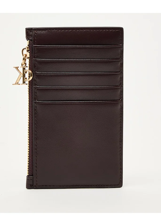 CALVIN KLEIN Leather Zip Card Holder