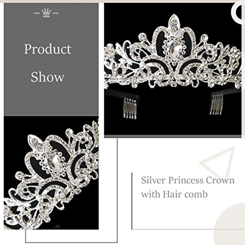 Gangel Baroque Rhinestone Crowns Vintage Hair Comb Sliver Tiaras with Crystal Crown Hair Accessories for Girls Wedding Prom Birthday Party(1 pc) - Image 4