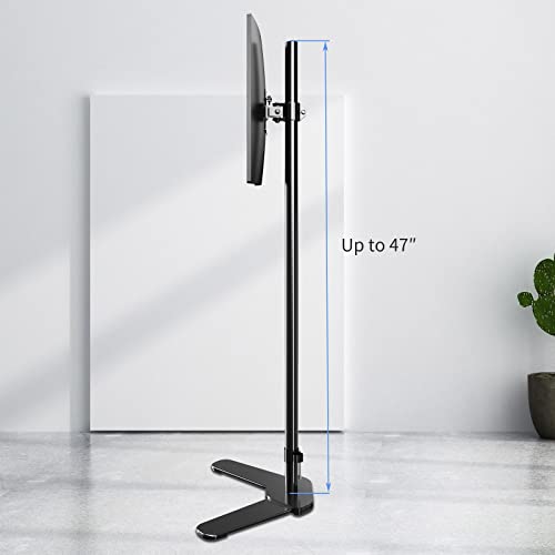 Pholiten Single Tall Monitor Mount, Extra Long Computer Stand with 47 inch Pole, Floor Computer Stand, Free-Standing Monitor Desk Mount Support 13 to 27 inch Screen,22lbs - Image 3