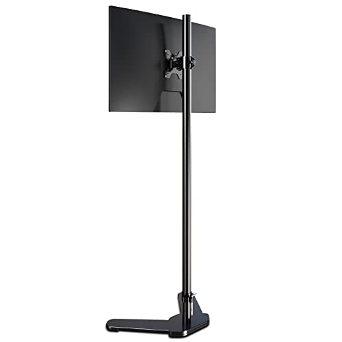 Pholiten Single Tall Monitor Mount, Extra Long Computer Stand with 47 inch Pole, Floor Computer Stand, Free-Standing Monitor Desk Mount Support 13 to 27 inch Screen,22lbs - Image 1