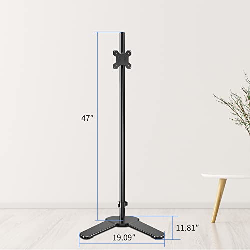 Pholiten Single Tall Monitor Mount, Extra Long Computer Stand with 47 inch Pole, Floor Computer Stand, Free-Standing Monitor Desk Mount Support 13 to 27 inch Screen,22lbs - Image 5
