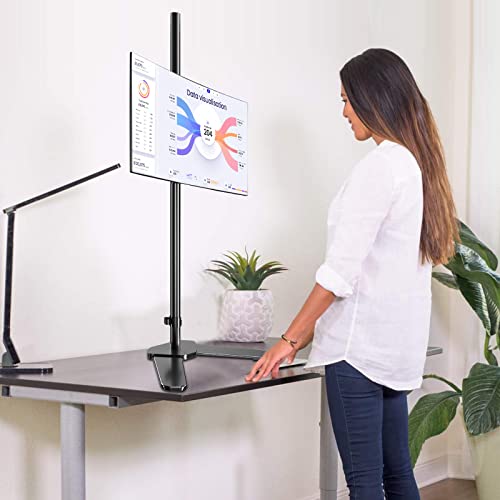 Pholiten Single Tall Monitor Mount, Extra Long Computer Stand with 47 inch Pole, Floor Computer Stand, Free-Standing Monitor Desk Mount Support 13 to 27 inch Screen,22lbs - Image 2