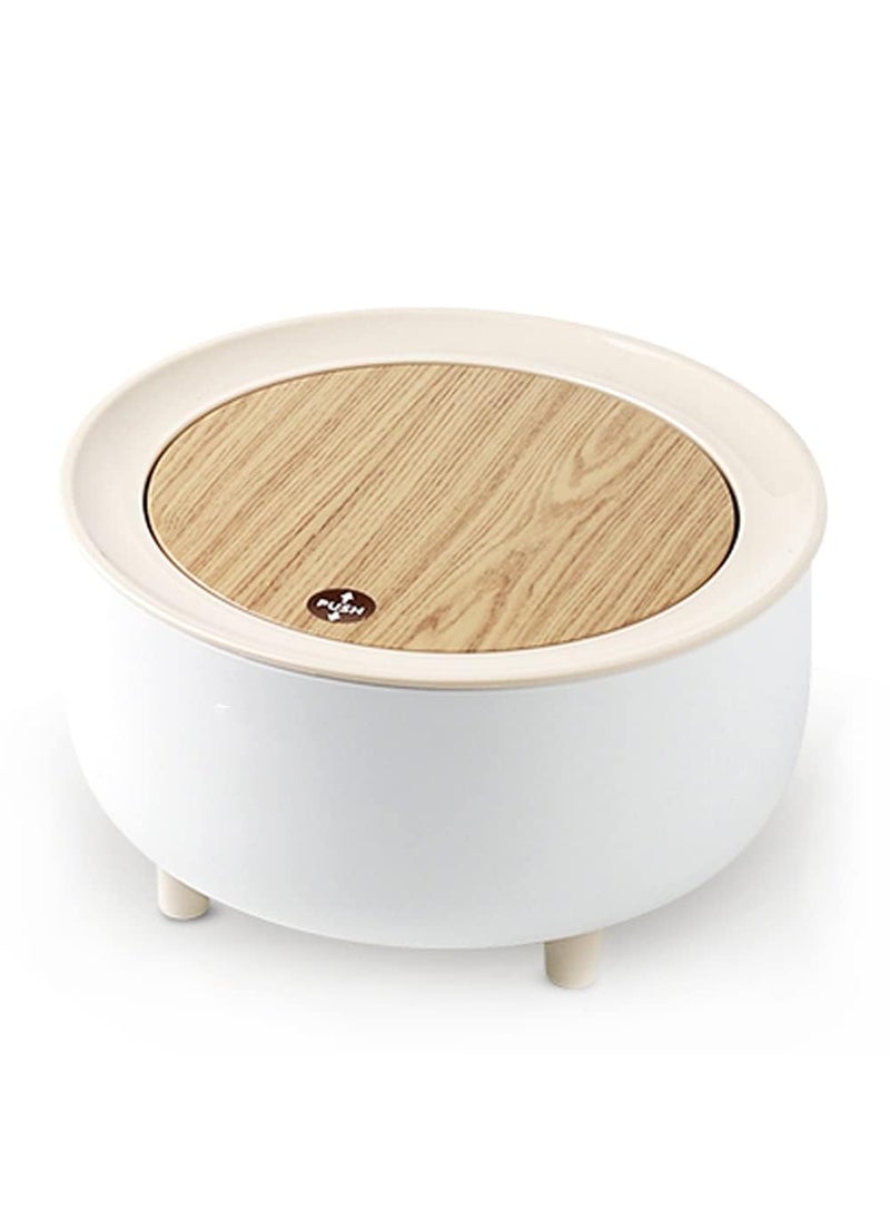 KEYOZA KEYOZA Mini Trash Can with Lid Round Cute Wastebasket Small Desktop Garbage Can Tiny Countertop Trash Bin for Table Bedroom Office  - Image 1