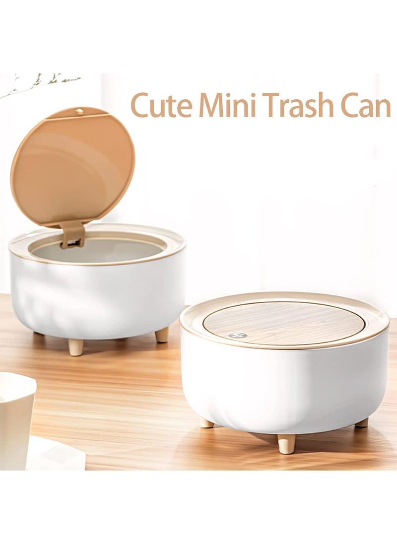 KEYOZA KEYOZA Mini Trash Can with Lid Round Cute Wastebasket Small Desktop Garbage Can Tiny Countertop Trash Bin for Table Bedroom Office  - Image 3