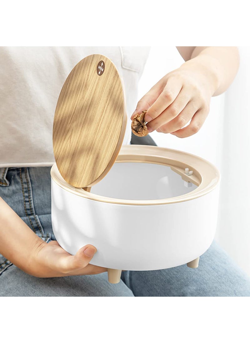 KEYOZA KEYOZA Mini Trash Can with Lid Round Cute Wastebasket Small Desktop Garbage Can Tiny Countertop Trash Bin for Table Bedroom Office  - Image 4