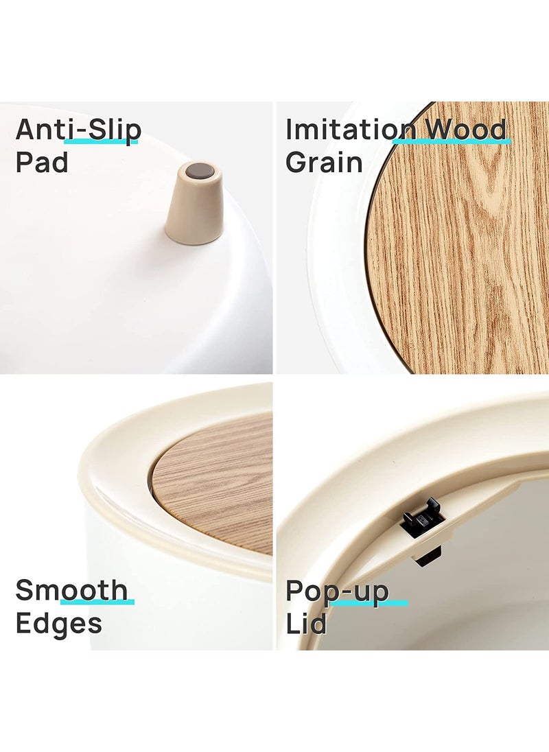 KEYOZA KEYOZA Mini Trash Can with Lid Round Cute Wastebasket Small Desktop Garbage Can Tiny Countertop Trash Bin for Table Bedroom Office  - Image 5