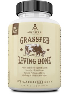 Ancestral Supplements Grass Fed Beef Living Bone Supplement, Bone Meal Capsules Support Bone Health, Oral And Joint Health And Flexibility, Non-Gmo, 180 Capsules  - Image 1