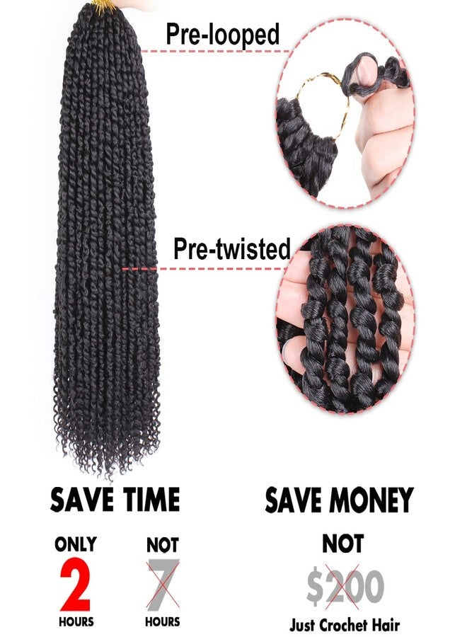 Leeven 22 Inch 8 packs Pre-twisted Passion Twist Crochet Hair 12 Roots/pack Pre-looped Crochet Braids Hair for Passion Twist Braiding Hair Natural Black Twists Hair - Image 4