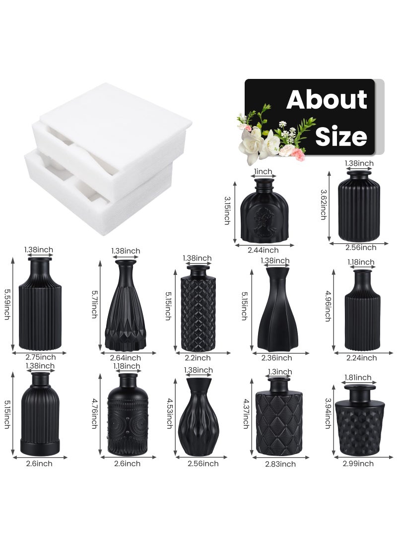 TBWIND TBWIND 12pcs Halloween Glass Bud Vases Set  Small Vases for Flowers  Black Bud Vase for Centerpieces in Bulk  Mini Vintage Vase for Rustic Wedding Decorations  Office and Home Table Flower D?cor-Green  - Image 3