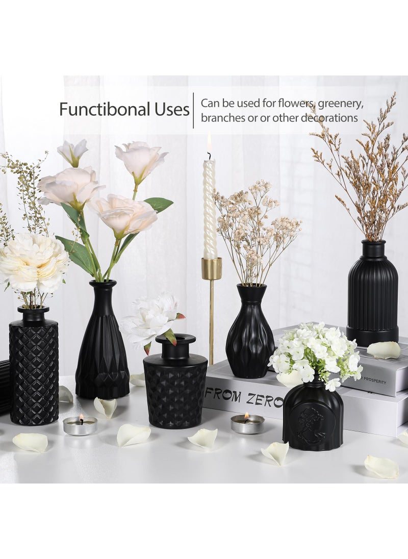TBWIND TBWIND 12pcs Halloween Glass Bud Vases Set  Small Vases for Flowers  Black Bud Vase for Centerpieces in Bulk  Mini Vintage Vase for Rustic Wedding Decorations  Office and Home Table Flower D?cor-Green  - Image 5