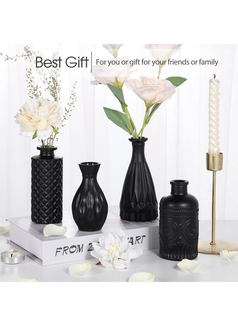 TBWIND TBWIND 12pcs Halloween Glass Bud Vases Set  Small Vases for Flowers  Black Bud Vase for Centerpieces in Bulk  Mini Vintage Vase for Rustic Wedding Decorations  Office and Home Table Flower D?cor-Green  - Image 4