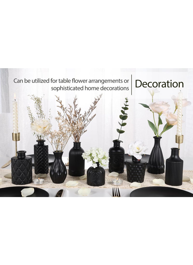 TBWIND TBWIND 12pcs Halloween Glass Bud Vases Set  Small Vases for Flowers  Black Bud Vase for Centerpieces in Bulk  Mini Vintage Vase for Rustic Wedding Decorations  Office and Home Table Flower D?cor-Green  - Image 2