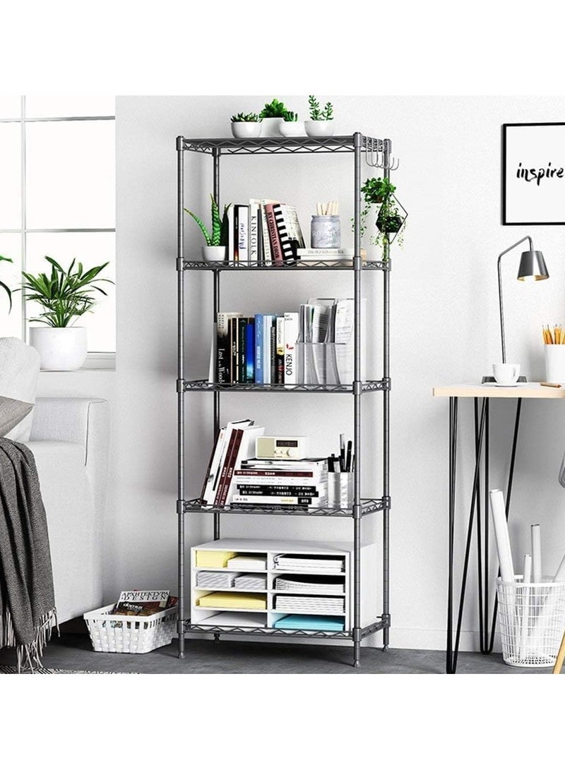 بلومنغ تايم وحدة رفوف تخزين سلكية من 5 طبقات للمنزل والحمام والمطبخ والمكتب والجراج، وحدة رفوف معدنية لتخزين المطبخ (أسود) - Image 3