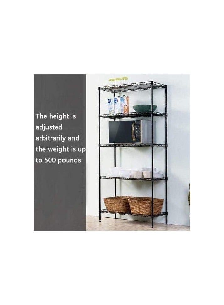 بلومنغ تايم وحدة رفوف تخزين سلكية من 5 طبقات للمنزل والحمام والمطبخ والمكتب والجراج، وحدة رفوف معدنية لتخزين المطبخ (أسود) - Image 5