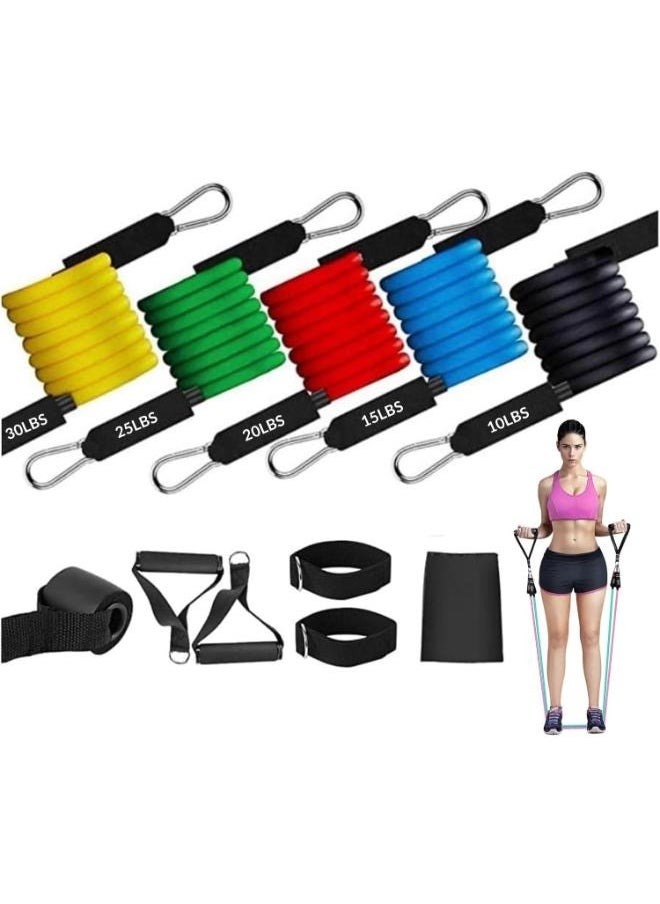 Eoptify Resistance Band Set, 14-Piece Anti-Snap Exercise Bands With Handles, Door Anchor, Ankle Strap, Training Manual, 5 Resistance Levels, Suitable for Men and Women, Includes Carrying Bag  - Image 1