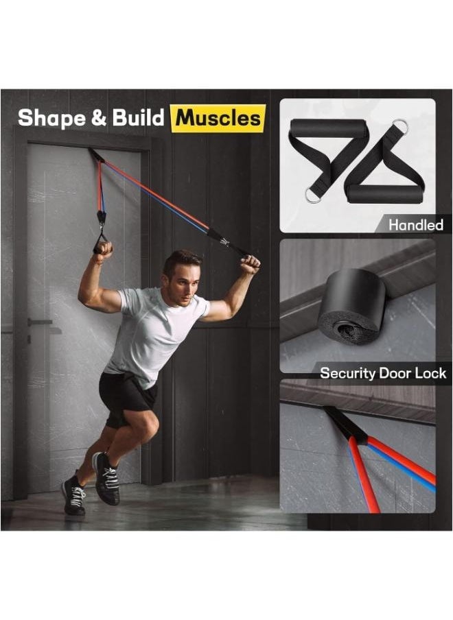 Eoptify Resistance Band Set, 14-Piece Anti-Snap Exercise Bands With Handles, Door Anchor, Ankle Strap, Training Manual, 5 Resistance Levels, Suitable for Men and Women, Includes Carrying Bag  - Image 4