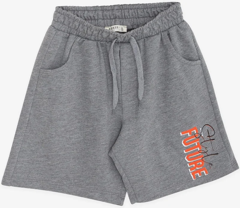 Breeze Boy Shorts Set with Text Printed Pockets, Age 8-14, Orange