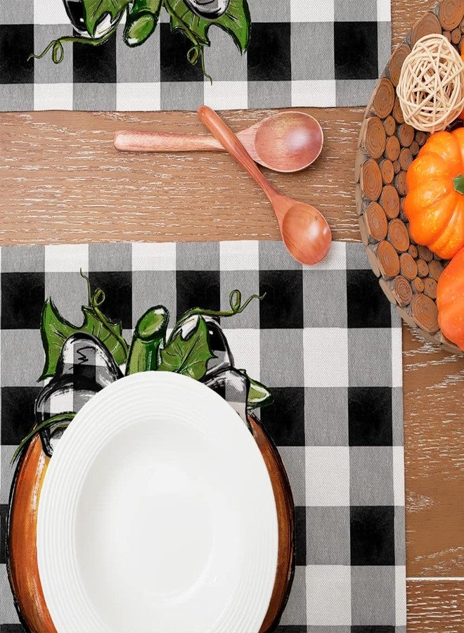 GEEORY Fall Placemats, 12x18 Inch Set of 4 Buffalo Plaid Check Pumpkins Table Decoration for Kitchen Dining, Indoor & Outdoor Dinner Party (Orange Pumpkin) GP085-18 - Image 5