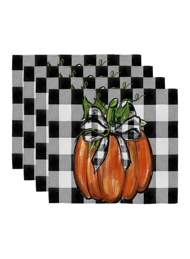 GEEORY Fall Placemats, 12x18 Inch Set of 4 Buffalo Plaid Check Pumpkins Table Decoration for Kitchen Dining, Indoor & Outdoor Dinner Party (Orange Pumpkin) GP085-18 - Image 1