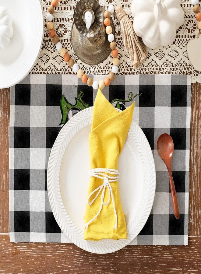 GEEORY Fall Placemats, 12x18 Inch Set of 4 Buffalo Plaid Check Pumpkins Table Decoration for Kitchen Dining, Indoor & Outdoor Dinner Party (Orange Pumpkin) GP085-18 - Image 2