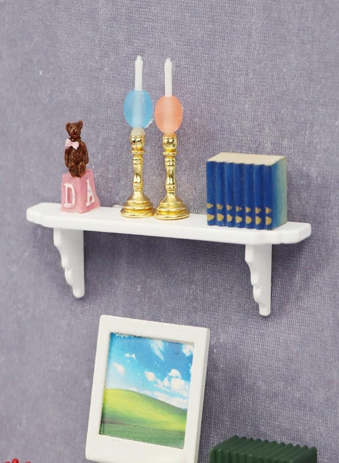Risprsulen 2Pcs White 1:12 Scale Miniature Dollhouse Wall Shelf, Modern Storage Wall Shelf for Kitchen Scene, Dollhouse Decor Accessories - Image 3