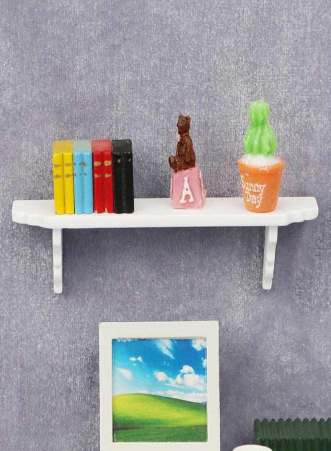 Risprsulen 2Pcs White 1:12 Scale Miniature Dollhouse Wall Shelf, Modern Storage Wall Shelf for Kitchen Scene, Dollhouse Decor Accessories - Image 4