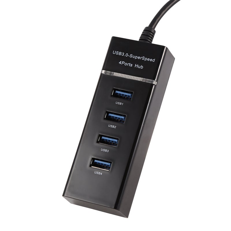 High Speed 4 Port USB 3.0 Hub Converter Adapter Portable Extender for Macbook Card Reader Black - Image 3
