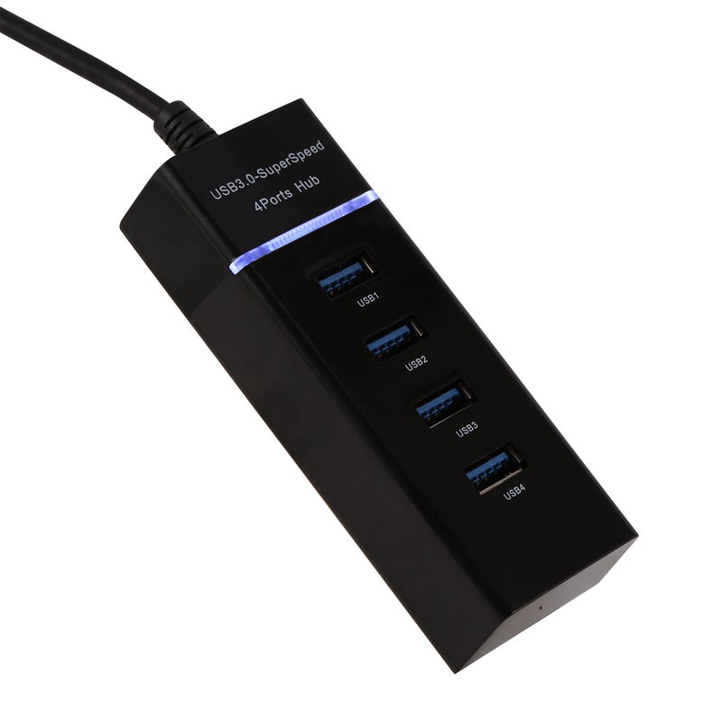 High Speed 4 Port USB 3.0 Hub Converter Adapter Portable Extender for Macbook Card Reader Black - Image 5