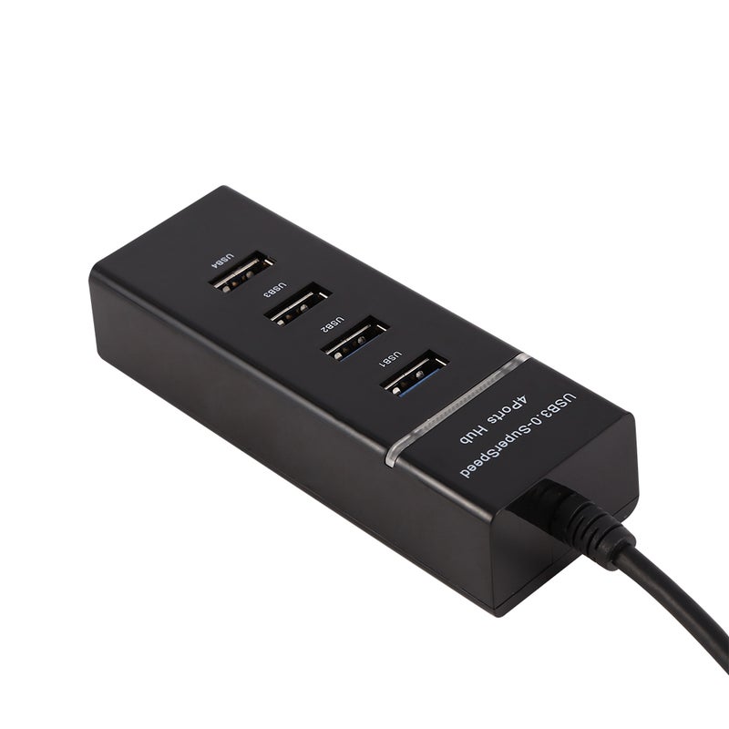 High Speed 4 Port USB 3.0 Hub Converter Adapter Portable Extender for Macbook Card Reader Black - Image 4