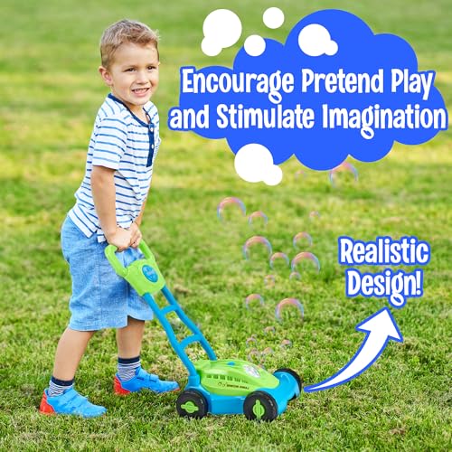 Playbees Bubble Lawn Mower for Toddlers13 Great boy Kids Push Summer Outside Garden Toy with Bubbles Amazing Toy for Summer Great Gift idea for Birthday or Preschool Summer Gift - Image 5