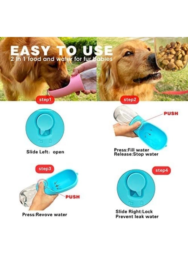 550ml Portable Dog Water Bottle with Food Container – Leakproof Pet Water Dispenser for Dogs & Cats, Travel Drinking Bottle for Walking, Hiking & Outdoor Pets (Assorted Colors) - Image 5