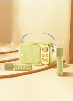BESTIS YS-105 10W Rechargeable Dual Mic Microphone Karaoke Machine Palm KTV Handheld Speaker Wireless Soundbox Gold  - Image 1