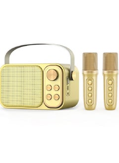 BESTIS YS-105 10W Rechargeable Dual Mic Microphone Karaoke Machine Palm KTV Handheld Speaker Wireless Soundbox Gold  - Image 2