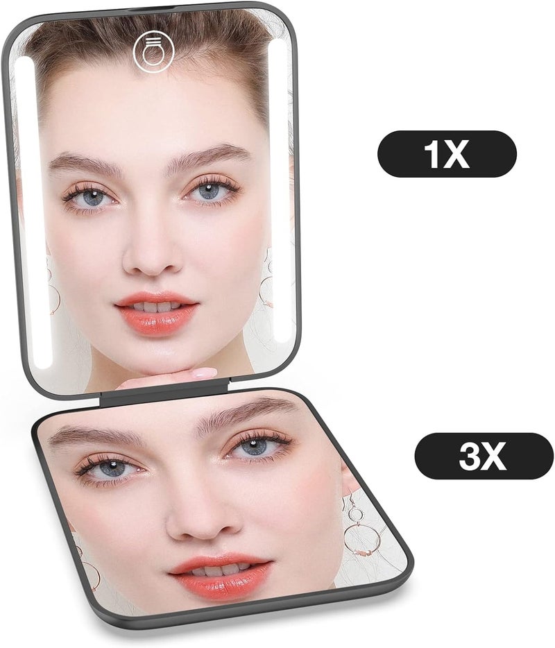 Kintion Rechargeable Pocket Mirror, 1/3X Magnification Compact Travel Makeup Mirror, 3 Color Temperatures, Dimmable, 400mAh Portable Compact Mirror, Small Bag Mirror - Image 4