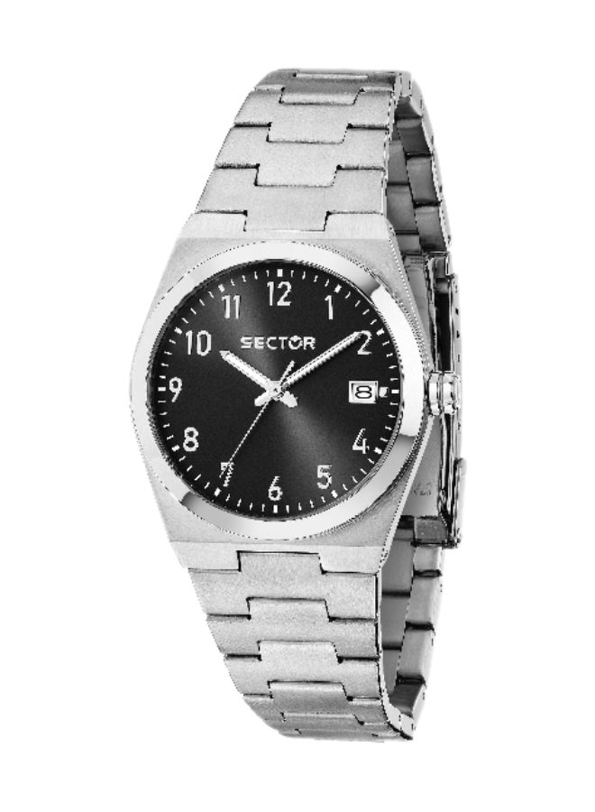 Sector Women's Black Round Analog Dial with Silver Stainless Steel Band Watch - 34mm - R3253301501 - Image 1