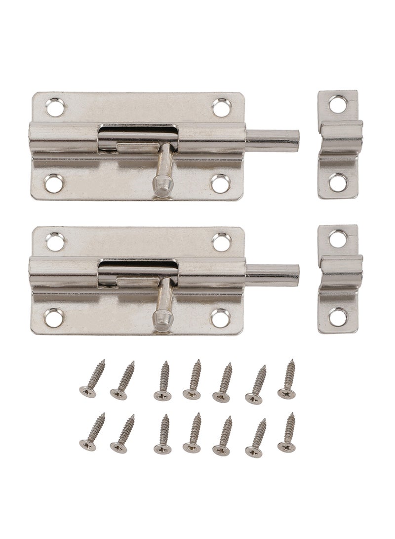 LAWAZIM Sliding Latch Lock - 2 Piece, 2inch, Nickel Plated - Barrel Bolt Latch with Screws, Pre-Drilled Holes, Smooth Sliding Mechanism - Ideal for Securing Doors, Gates, Cabinets, Sheds Storage Areas - Image 1