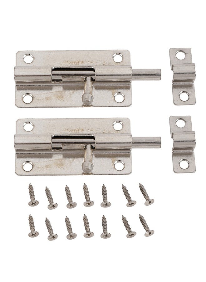 LAWAZIM Sliding Latch Lock - 2 Piece, 2inch, Nickel Plated - Barrel Bolt Latch with Screws, Pre-Drilled Holes, Smooth Sliding Mechanism - Ideal for Securing Doors, Gates, Cabinets, Sheds Storage Areas  - Image 2