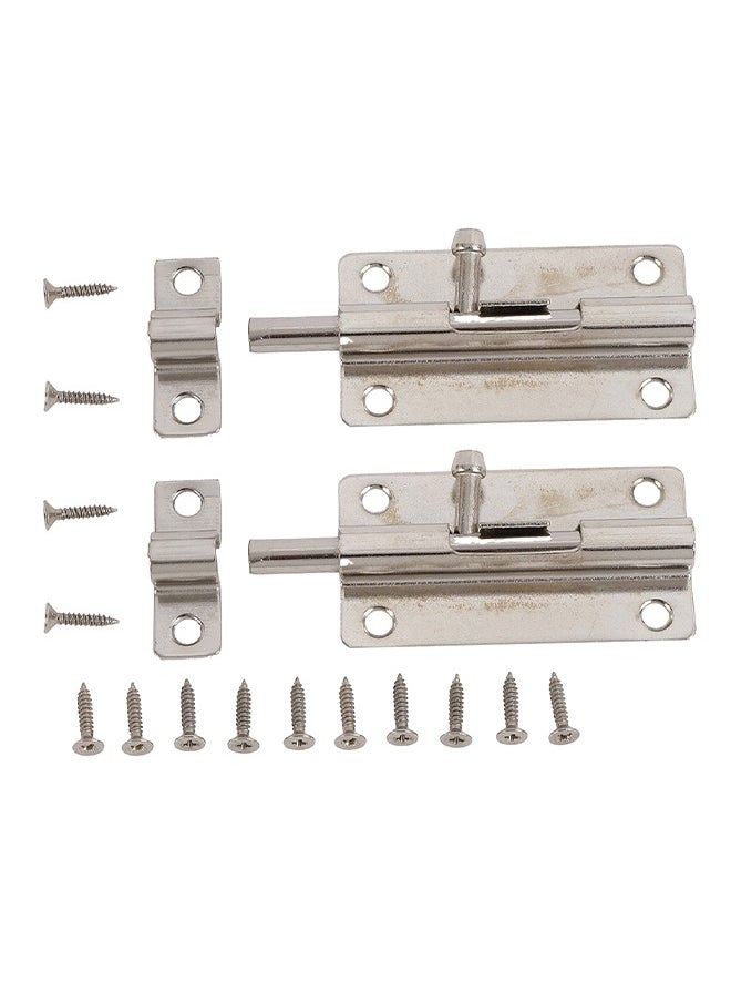LAWAZIM Sliding Latch Lock - 2 Piece, 2inch, Nickel Plated - Barrel Bolt Latch with Screws, Pre-Drilled Holes, Smooth Sliding Mechanism - Ideal for Securing Doors, Gates, Cabinets, Sheds Storage Areas  - Image 3