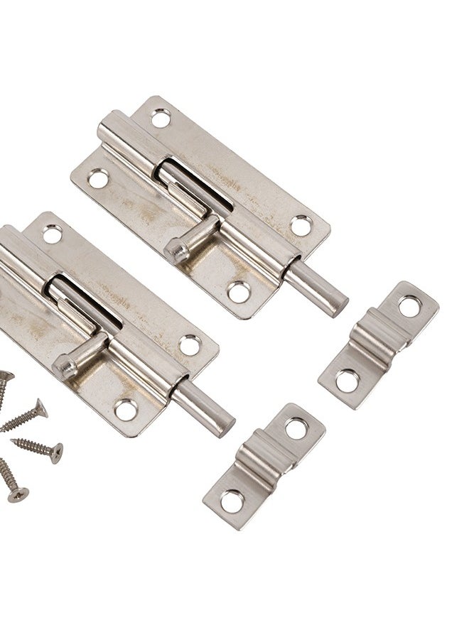 LAWAZIM Sliding Latch Lock - 2 Piece, 2inch, Nickel Plated - Barrel Bolt Latch with Screws, Pre-Drilled Holes, Smooth Sliding Mechanism - Ideal for Securing Doors, Gates, Cabinets, Sheds Storage Areas  - Image 5