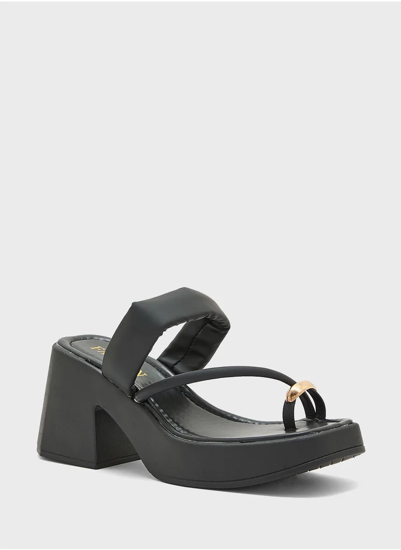 Ginger Metal Trim Strappy Block Heel Sandal