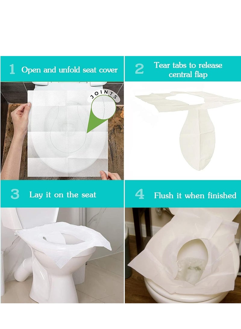 SOLARAE 100PCS Flushable Disposable Toilet Seat Covers for Kids Adults Pregnant Women, Use in Public Toilets Airplane, Road Trips, Camping, Toddler Potty Training - Image 2