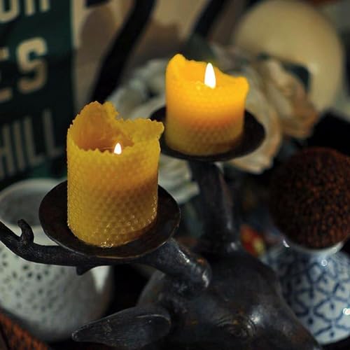 MOSROAD 6 Packs Natural Beeswax Candles Hand Rolled Honeycomb Beeswax Pillar Candles Pure Bee Wax Gifts for Candle LoversHome Decor Air Purify 2x4 in - Image 3