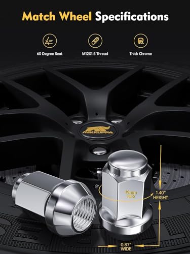 MIKKUPPA M12x1.5 Lug Nuts - Replacement for Ford Fusion, Focus, Escape - 5pcs Chrome Closed End Lug Nuts - Image 2